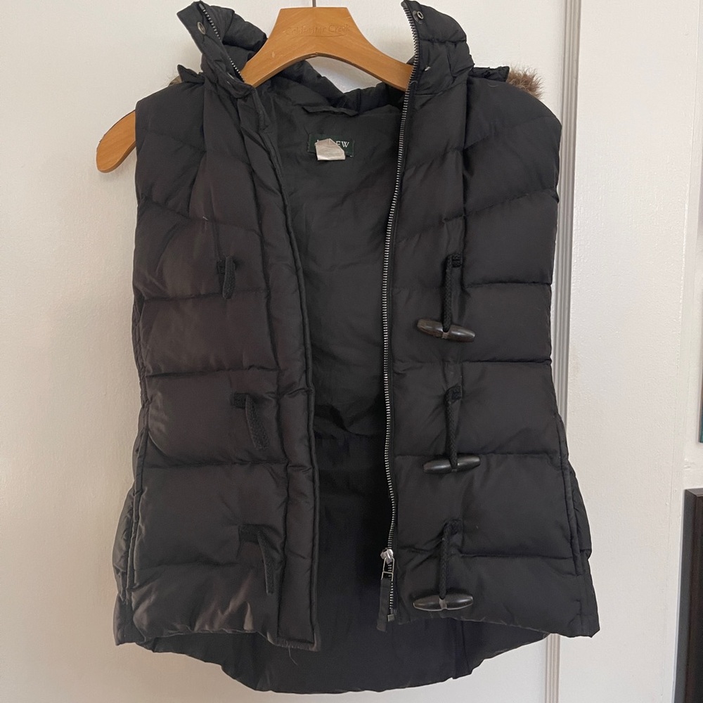 J. Crew Black Puffer Vest with Branded Label